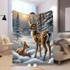 Warm And Comfortable Fawn In Snow Design Flannel Throw Blanket - Ideal for Sofa Bed Workplace & Camping Presents Modern Design