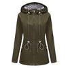 Women's Long Sleeve Hooded Jacket Drawstring Loose Fit Casual Windbreaker Raincoat Outerwear