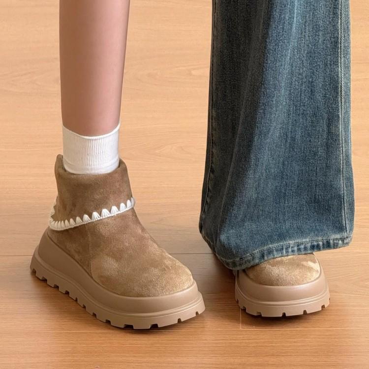 Miyou version~ Winter velvet thickened round head warm cotton shoes women's 2025 new matte short snow boots