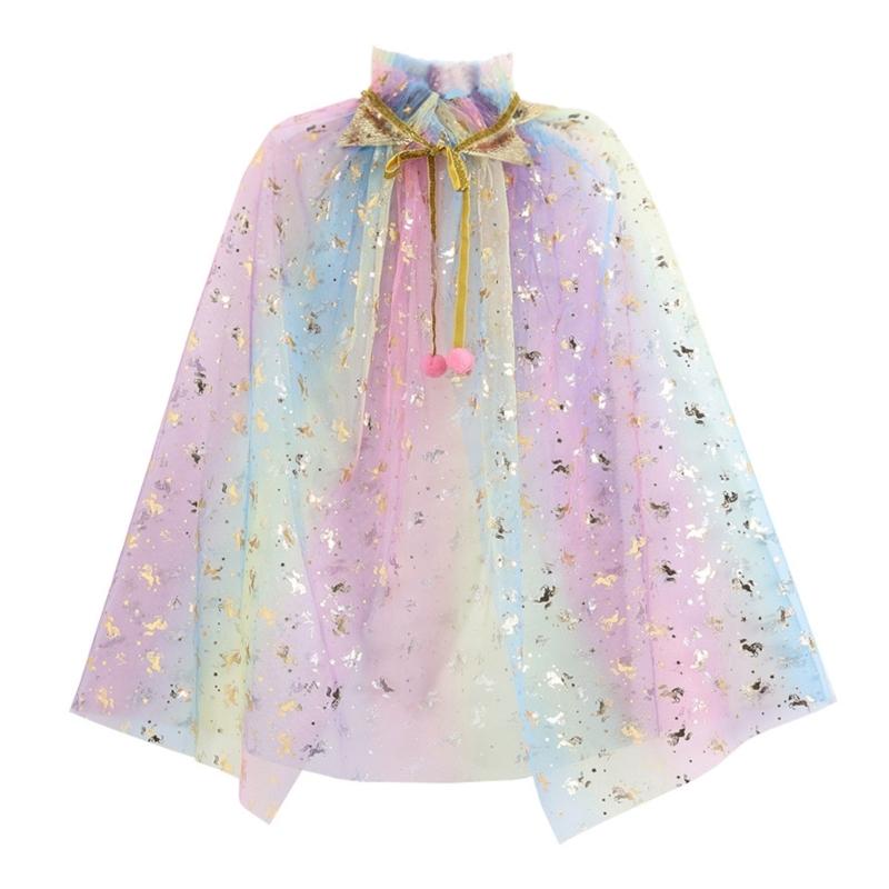 Girls Lightweight Sheer Princess Cape for Fantasy Dressing Up and Birthday Parties Soft Nylon Fabric Costume Accessory