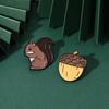 Funny Squirrel And Pinecone Enamel Brooches Woodpecker And Tree Trunk Shaped Pins Forest Animal Monkey Badge
