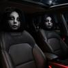 Universal Fit Auto Accessories 2PCS Car Headrest Cover with Scary Face Printing, Breathable Stretch Knitted Knit Fabric Dust Cover, Halloween