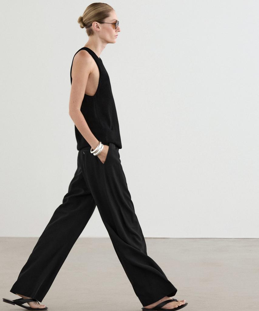 Masimodutti Wool Blend Stitch Detail Pants