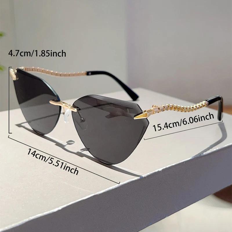 Rimless Cat Eye Sunglasses Women  New Stylish Vintage Gradient Casual Shades Trendy Luxury Brand Design Sun Glasses
