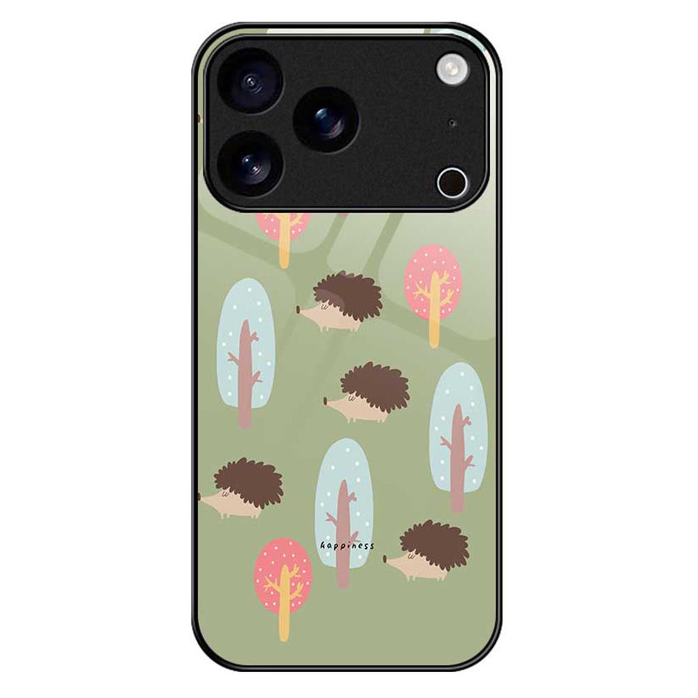 For iPhone 17 Pro Case PC TPU Tempered Glass Pattern Printing Anti Drop Phone Back Cover