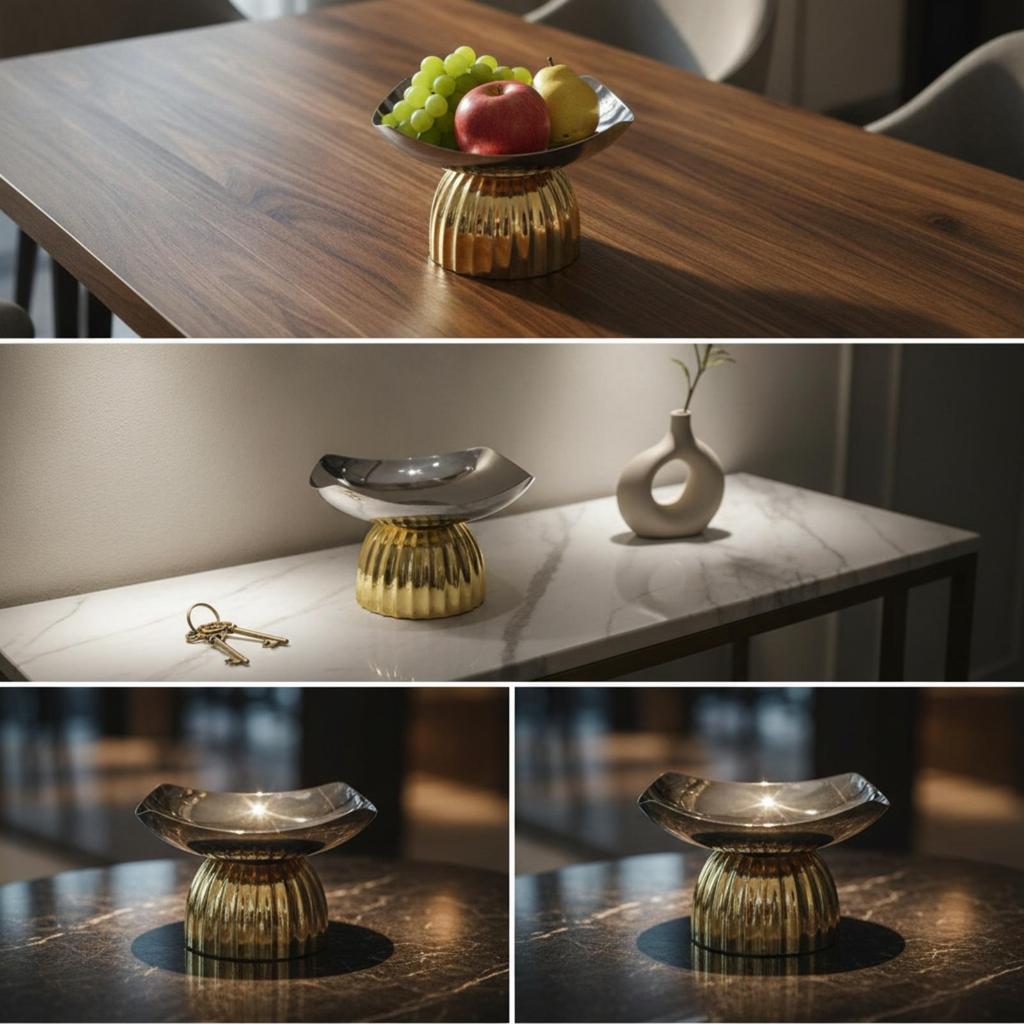 Pedestal Fruit Tray Modern with Gold Base Elevated for Hosts