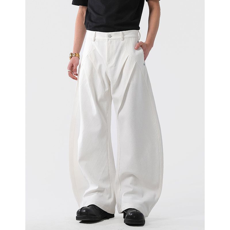

Acrardic Clean and Stylish Pleat White Machete Casual Pants Men and Women Design Sense Ruan Handsome Loose Sickle Pants Fashion White S