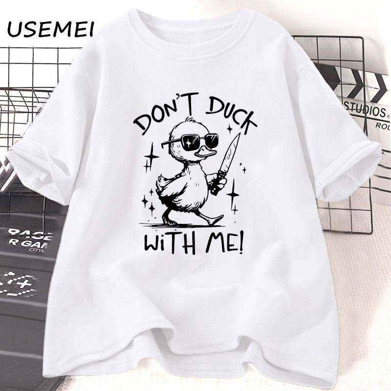Retro Dont Duck with Me Meme Tshirt Funny Duck Sarcastic TShirt Adult Humor Tee Shirt Cotton Short Sleeve Round Neck Tees