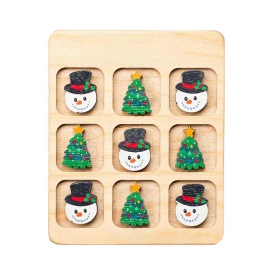 Рождественская деревянная настольная игра Санта Снеговик Олень Дерево Фигурки 2 игрока Мини шахматная доска Пазл Игрушка Вечеринка Классическая Стратегическая Настольная игра