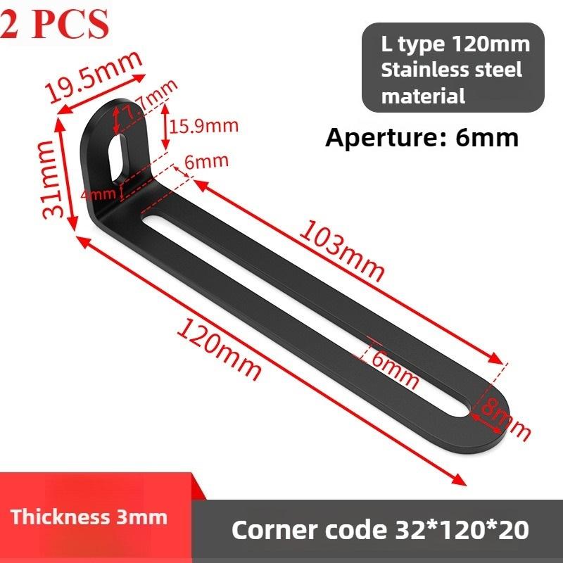 Black Stainless Steel Adjustable Angle Code Long Hole Activity 90 ° Right Angle Furniture Fixer L-shaped Shelf Bracket Connector