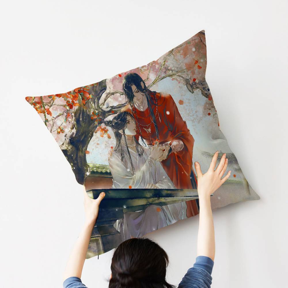 1pc Heavenly Officials Blessing Animation Cushion Cover Car Throw Pillow Case For Sofa Car Christmas Gift 40x40cm 45x45cm