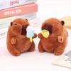 Chaveiro Capivara de Pelúcia Fofa 12cm Capivara de Simulação de Desenho Animado Pingente Capivara Puxando Catota Fofa Pingente de Mochila Escolar