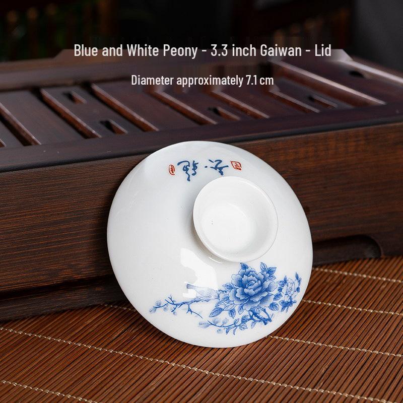 Gaiwan Teacup: Ceramic Lid & Bowl, 7.1CM-8.1CM Diameter, Kung Fu Tea Set Accessory.