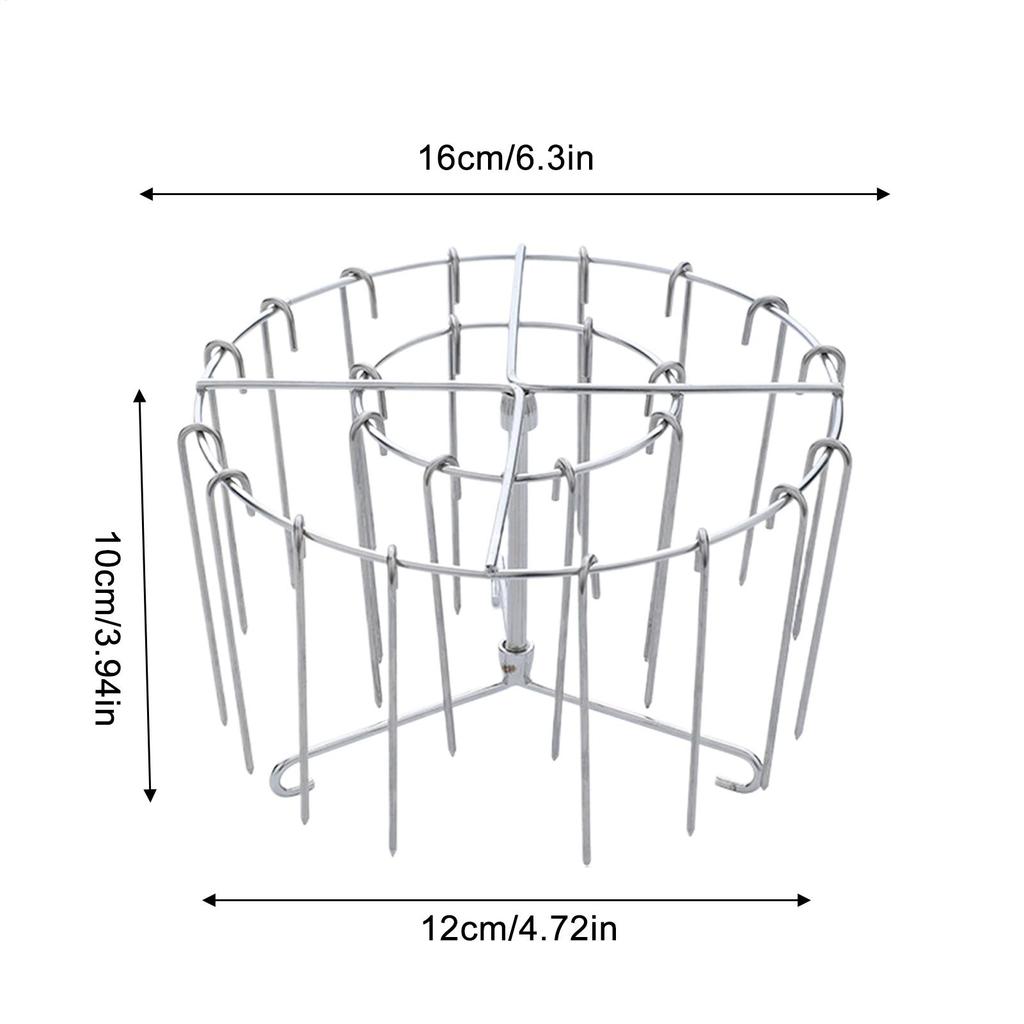 Stainless Steel Vertical Grill Rack Skewer Holder Air Fryer Accessory with 24 Skewers Air Fryers Grill Rack Kitchen Supplies