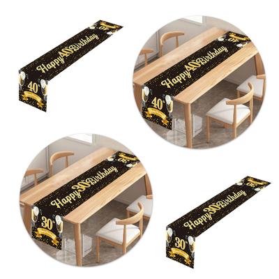 Eleganter Schwarzgoldener Geburtstags-Tischläufer Tischdecke für Männer und Frauen Perfekte Partydekoration für Ihn oder Sie 180x35cm