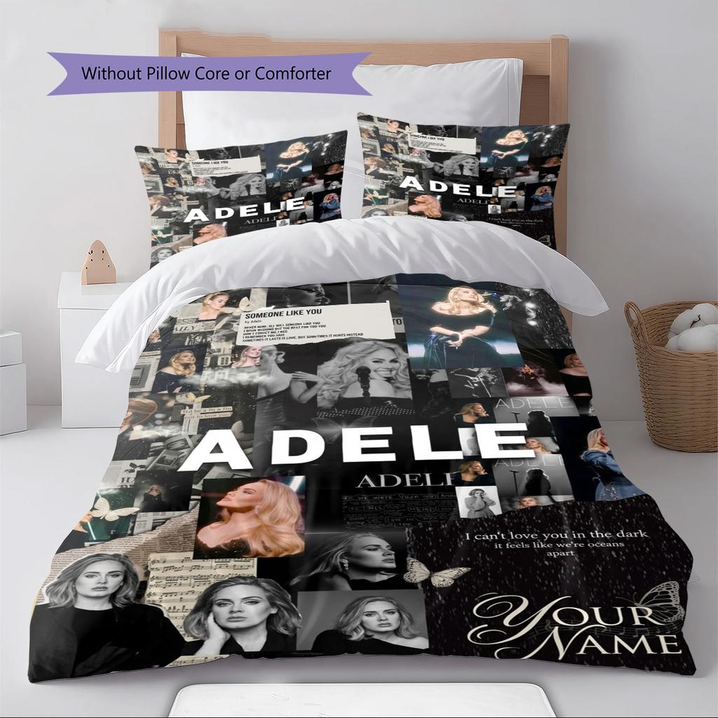 Name Individuell Adele Muster Bettwäsche Set Bettbezug Kissenbezug Heimdeko Geschenk (1 Bettbezug + 2 Kissenbezüge, ohne Füllung)