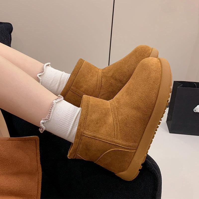 Snow Boots Women's Winter New Fur Integrated Fleece Thickened Bread Shoes Warm Cotton Shoes Women