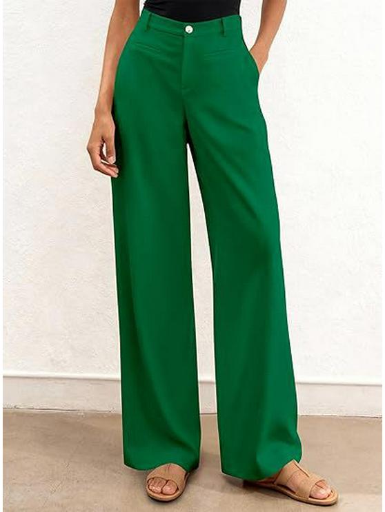 European-American High-Waisted Wide-Leg Women's Suit Pants - Simple Drapey Style for Spring/Summer Business Casual
