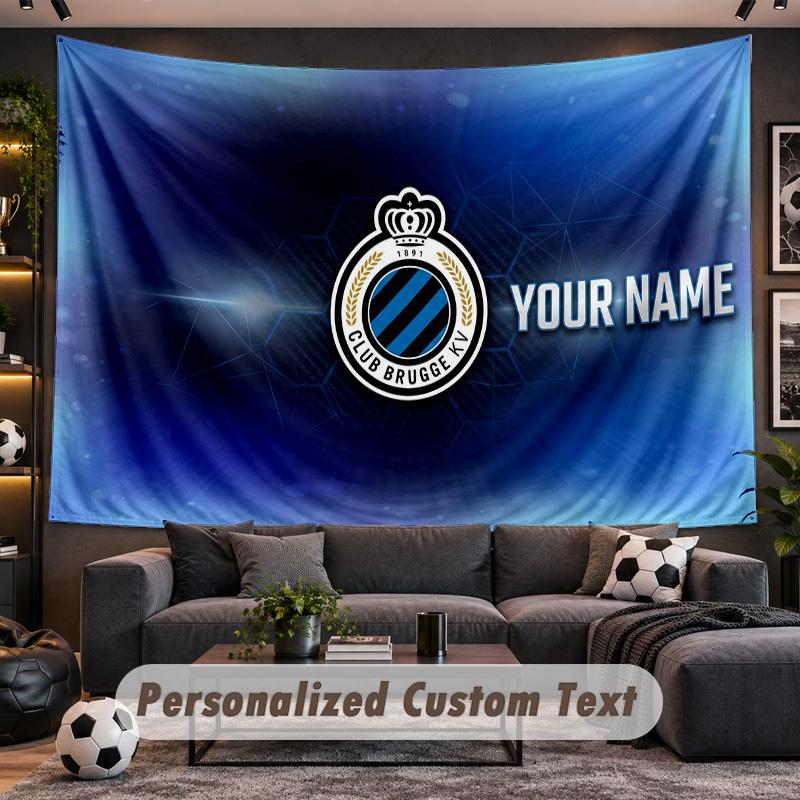 Club Brugge FC Personalized Tapestry Support Custom Name, Wall Art Home Decoration