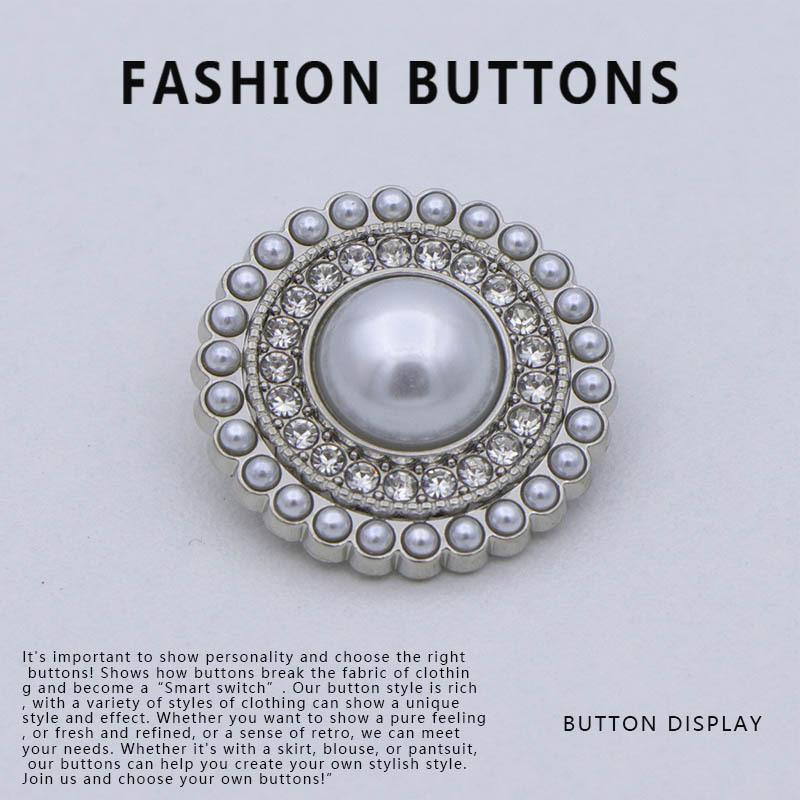 10Pcs Pearl Button High-End Delicate Cashmere Coat Clothing Sweater Cardigan Metal Round Jacket Button