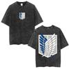 2026 New Anime Attack on Titan Washed T-shirt Mikasa Ackerman Eren Jaeger Wings of Freedom Graphic Logo Tee Fashion T Shirts Summer