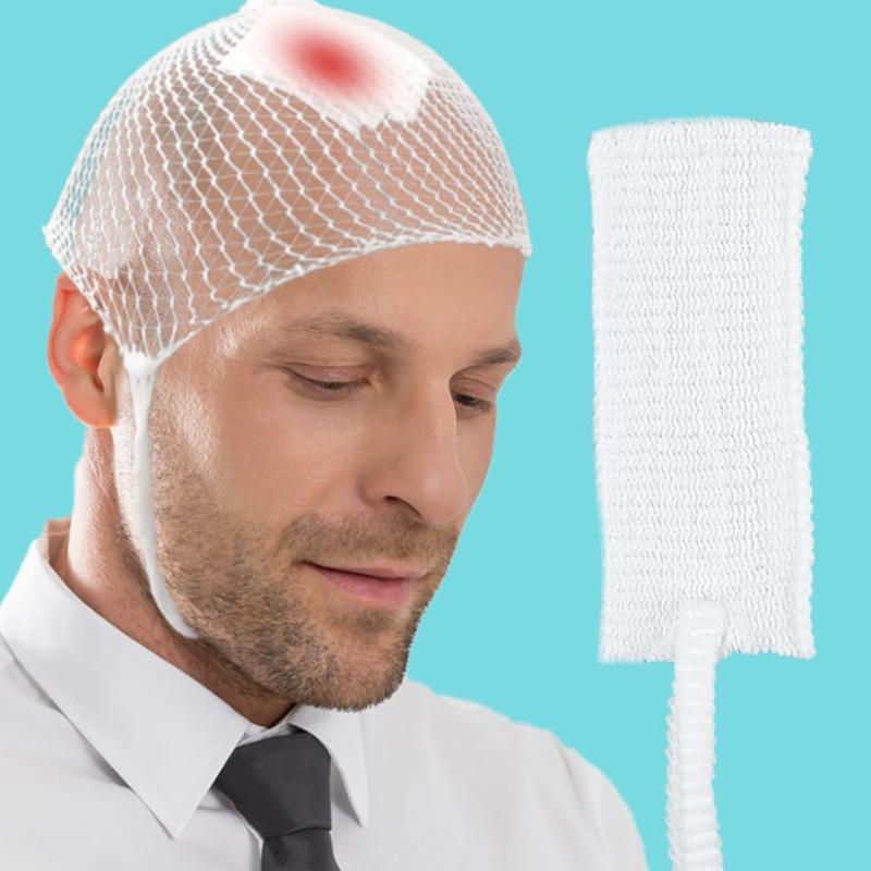 10 Pcs Elastic Mesh Bandage Disposable Medicals Elastic Mesh Caps Bandage Mesh Cover Surgical Head Cover for Adults Kids