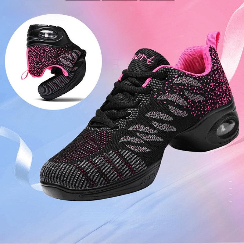 Womens Jazz Dance Sneakers Breathable Lightweight Athletic Training Walking Casual Soft Platform Shoes