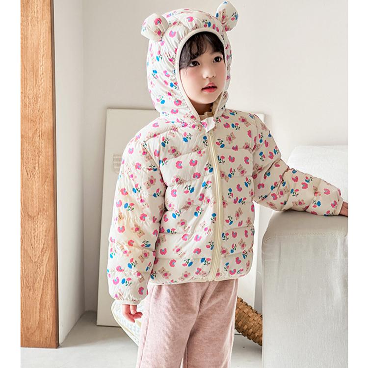 Fashion Girls' Warm Cotton-padded Clothes Winter Baby Girl Thickened Short Cotton-padded Jacket Children's Autumn Cute Cartoon Print Coats