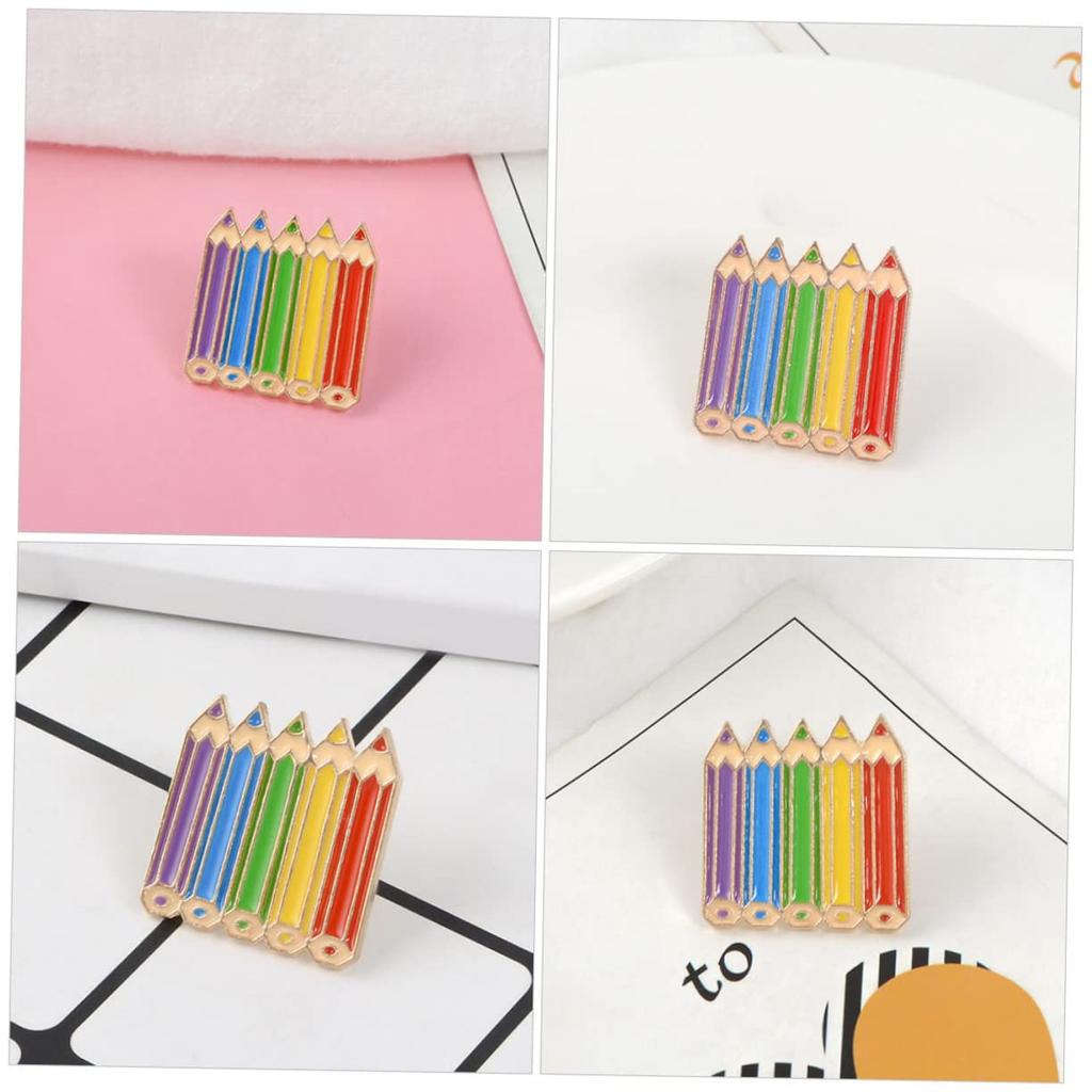 NUOBESTY 12pcs Mini Pencil Brooch LGBT Brooch Pins Rainbow Pencil Enamel Brooch Brooch Jewelry Novel Breastpin Brooch Badge Pen Design Brooch for