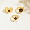 3Pcs/Set Tiger Eye Stone Ring Set Gold Color Sun Wave Open Adjustable Stackable Rings For Women Party Daily Wear