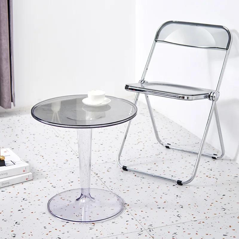 Nordic Simple Transparent INS Coffee Table - Round Acrylic Side Table, Removable Plastic, Compact for Small Spaces