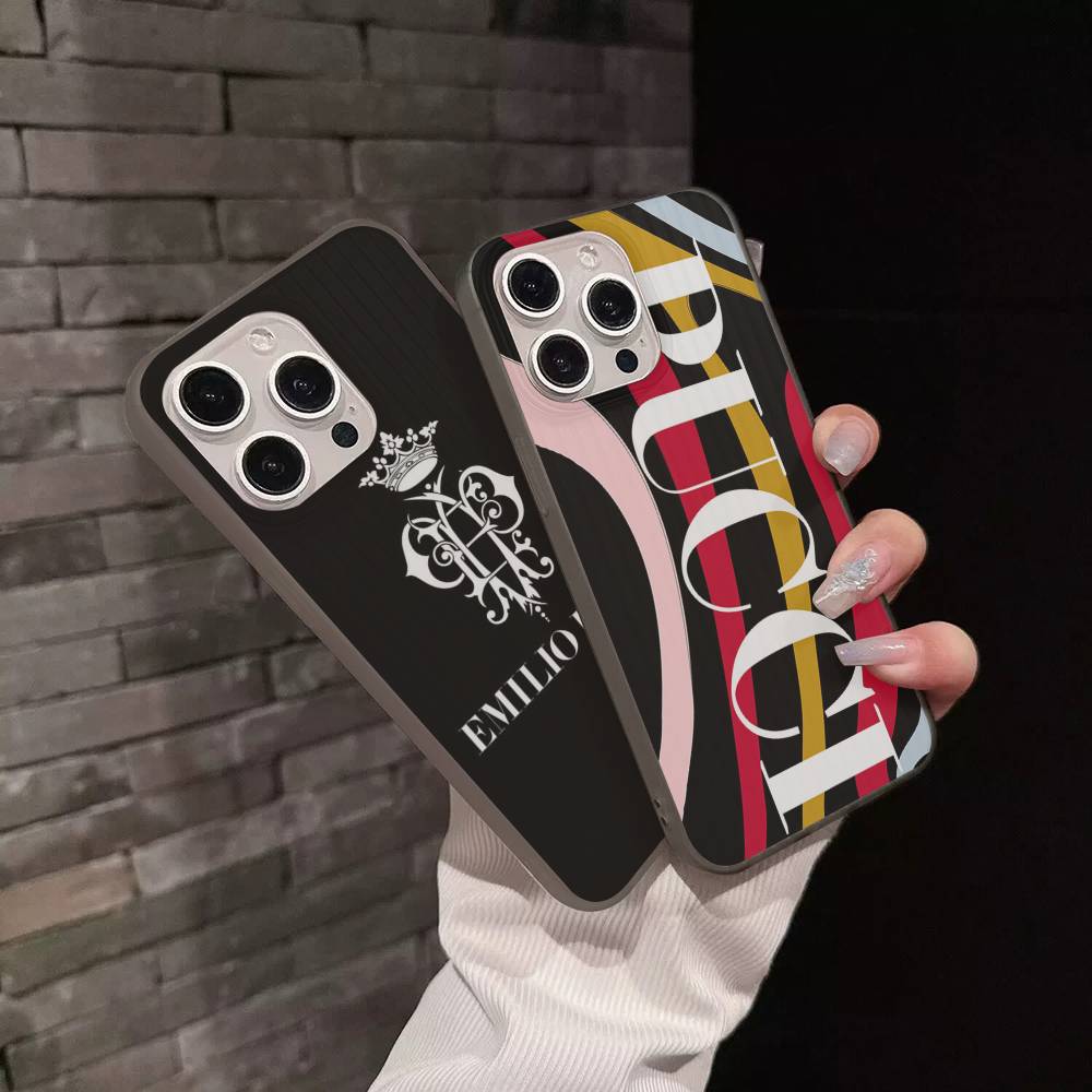 E-Emilio Logo Pucci Per IPhone 17 16 15 11 12 13 14 Pro Max Plus Pro Cover Posteriore Traslucido Ondulato per Telefono