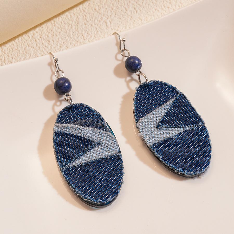 

Acrylic fabric geometric oval ear hook niche unique personality temperament earrings