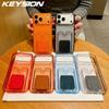KEYSION Card Slot Holder Bag Phone Case for iPhone 13 14 15 Pro Max 15 Plus Transparent Glitter Kickstand Shockproof Back Cover