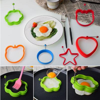 1pcSilicone Egg Mold Star Heart Flower Bear Round Egg Pan Pancake Muffin Mold Cake Baking Tool