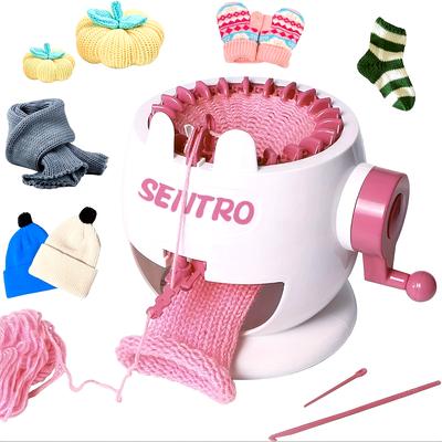 [Portable Knitting Machine] Manual Knitting Machine - Portable,Rotating Double Needles for Beginners & Experts,Compact Knitting Board for Hats,Scarves