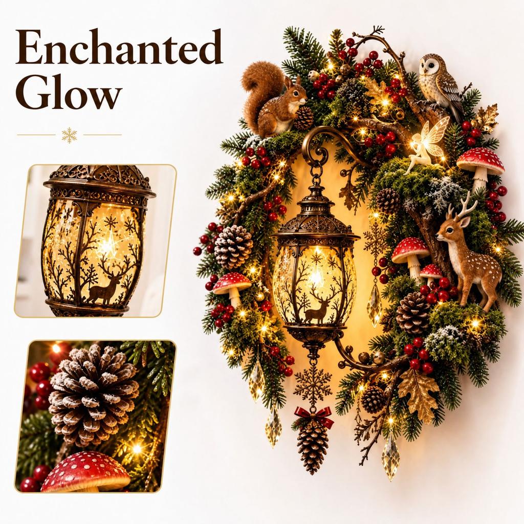 Christmas Series Wall Decoration with Lights, Holiday Hanging Decor for Home Indoor Display