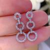 Huitan Circle Linked Design Women Drop Earrings for Daily Party Versatile Fashion Accessories Zircon for Wedding with Bright CZ