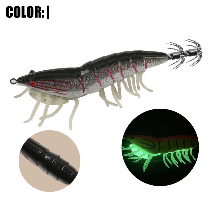 Verstärkter Black King Kong Schirmhaken Leuchtender Tintenfischköder, Simulation Holzgarnele, Langsam sinkend, 8g, 12g, 19.5g für Meeresangeln.
