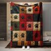 Flannel Blanket with Paw Print Soft and Multicolor  Suitable for All Seasons. Decorative and Perfect Gift for Animal Lovers