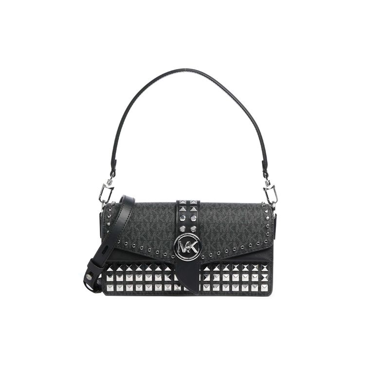 

Michael Kors MK Greenwich Studded Logo Leather Crossbody Shoulder Bag Women bags Black 30H1SGRL2B-001 Basic Set (Bag+Dust Bag)