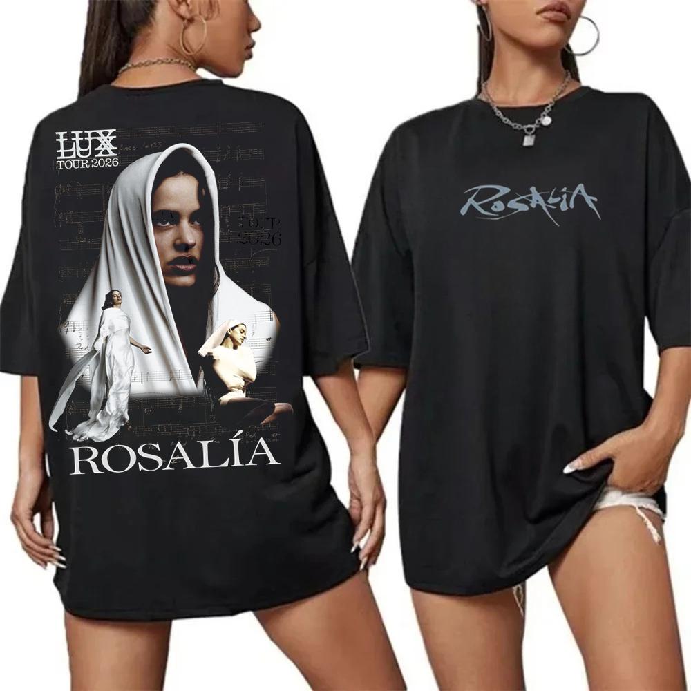 Koszulka Rosalia Lux Tour Vintage z Nadrukiem Graficznym Bawełniana Koszulka Rosalia Retro Koszulka Fanowska dla Kobiet i Mężczyzn Koszulki Top
