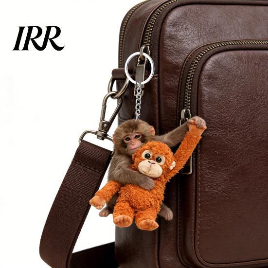 Colorful Desk Decoration Monkey Keychain 2D Acrylic Cute Holding Plush Toy Accessory Hanging Pendant for Backpack Purse Car Keys Aceessory Collectible