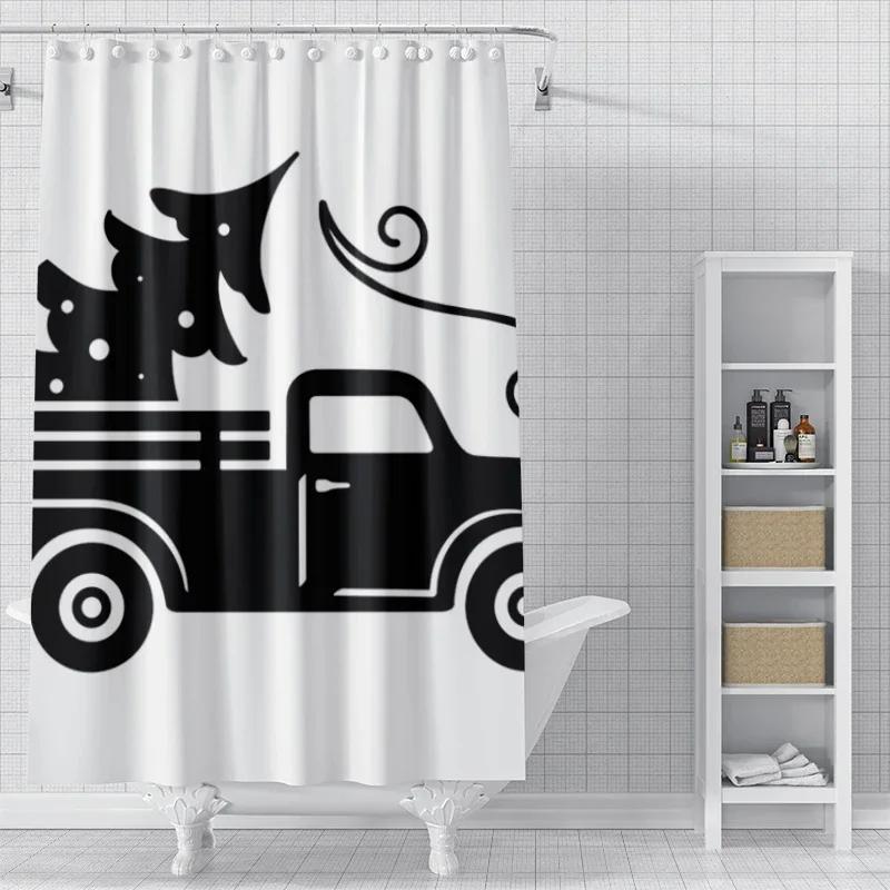 Home Decoration Shower Curtains For Bathroom Waterproof Curtain Fabric Modern Nordic Style Living Room Merry Christmas Winter