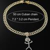 Creative Full Diamond Cartoon Character Pendant Cuban Chain, Eu and American Hip-hop Style Necklace, Trendy Male Personality Funny Collarbone Chain