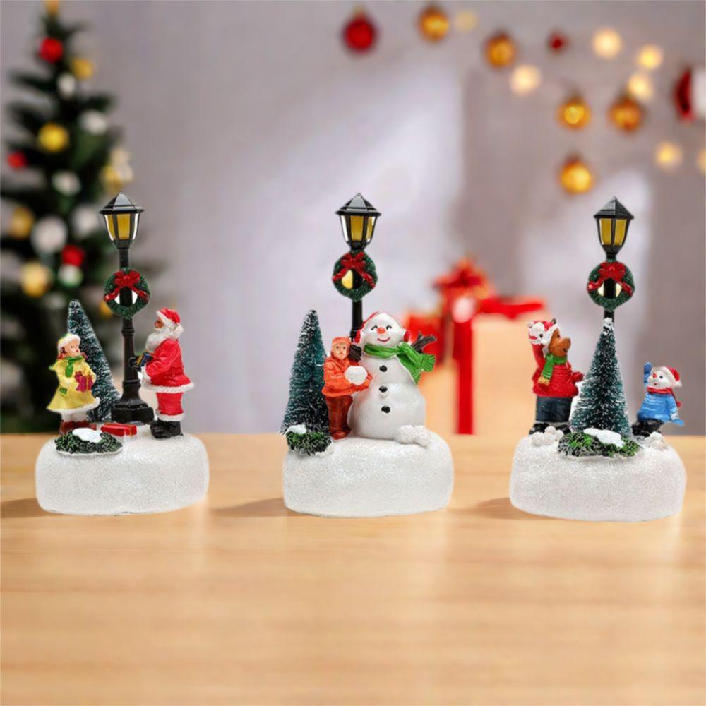 Santa Claus Design Luminous Christmas Statue Snow View Christmas Decor  Party Favors