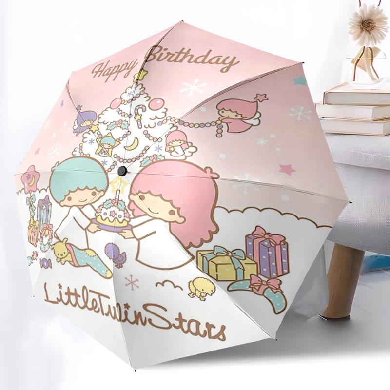 

1pc Little Twin Stars Festive Gift Set with Automatic Opening Umbrella - Portable Folding Design, 8-Rib Iron Frame Outdoor Umbrella for Fans, Traveler
