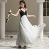 Seaside Vacation Chiffon Collar Suspender Dress Women's Travel Photo Clothes Fairy Off-the-shoulder Beach Dress