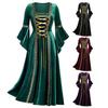 Classic Square Collar High-Waist Lightweight Medieval Cosplay Halloween Maxi Dress Costume