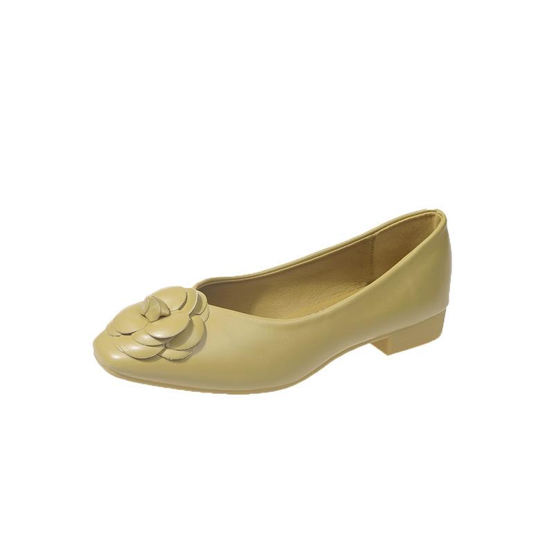 Fashion Women's Single Shoes Summer Low Heel Square Head Flower Shallow Mouth Oxford Shoes Casual Comfortable Soft Sole Commuter Shoes